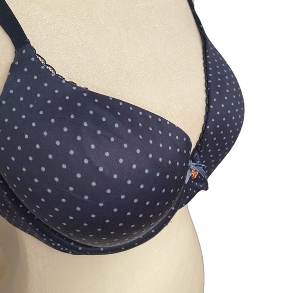 Victoria’s Secret Body by VS Light Lined Smooth Demi Bra Size 34D Noir Navy Dot - Picture 9 of 16
